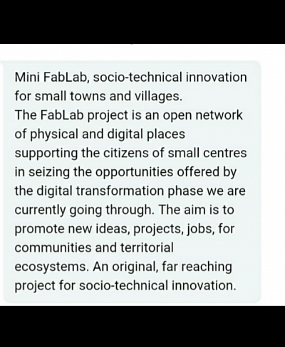 Mini fab lab project for the World.. smart comunities